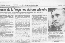 Daniel de la Vega nos visitará este año  [artículo] Marco Valeria.