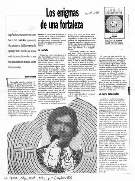 Los enigmas de una fortaleza  [artículo] Carlos Orellana.