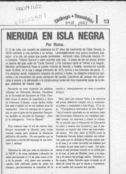 Neruda en Isla Negra  [artículo] Romu.