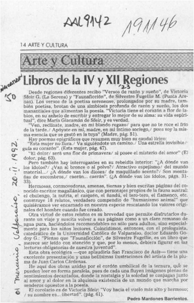 Libros de la IV y XII Regiones  [artículo] Pedro Mardones Barrientos.