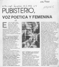 Pubisterio, voz poética y femenina  [artículo] Daga.