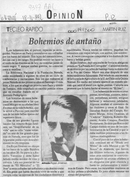 Bohemios de antaño  [artículo] Martín Ruiz.