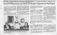 Dos presentaciones de libros en Museo Regional de Rancagua  [artículo].