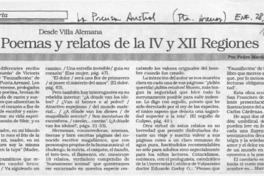 Poemas y relatos de la IV y XII Regiones  [artículo] Pedro Mardones Barrientos.