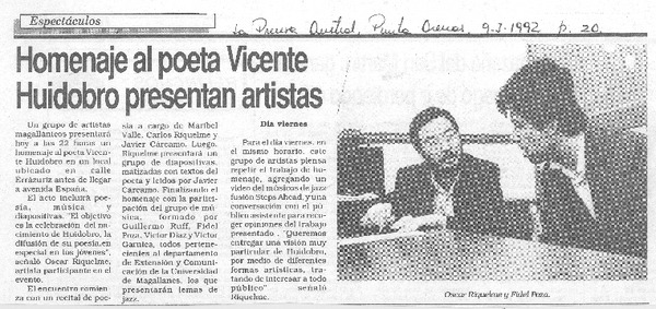 Homenaje al poeta Vicente Huidobro presentan artistas