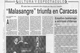 "Malasangre" triunfa en Caracas  [artículo] María Eugenia Meza.
