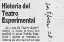 Historia del Teatro Experimental  [artículo].