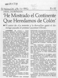 Ariel Dorfman, "He mostrado el continente que heredamos de Colón"  [artículo].