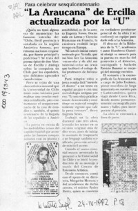 "La Araucana" de Ercilla actualizada por la "U"  [artículo].