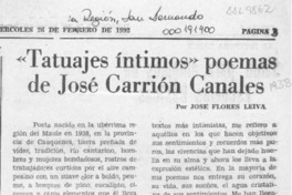 "Tatuajes íntimos" poemas de José Carrión Canales  j[artículo] José Flores Leibva.