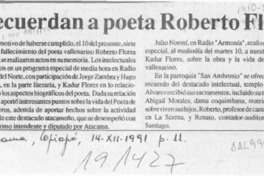 Recuerdan a poeta Roberto Flores  [artículo].