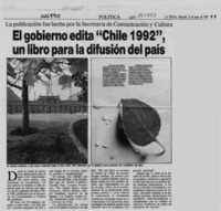 El Gobierno edita "Chile 1992", un libro para la difusión del país  [artículo].