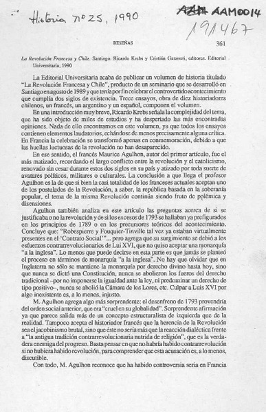 La revolución francesa y Chile  [artículo] Julio Retamal Favereau.