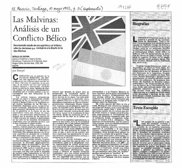 Las Malvinas, análisis de un conflicto bélico  [artículo] Emepé.