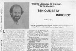 En qué está Isidoro?  [artículo] Marcos Levy.