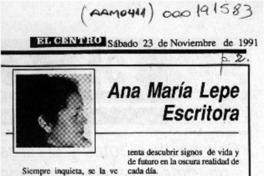 Ana María Lepe escritora  [artículo].