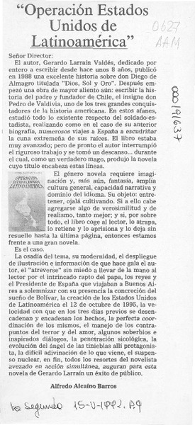 "Operación Estados Unidos de Latinoamérica"  [artículo] Alfredo Alcaíno Barros.