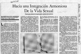 Hacia una integración armoniosa de la vida sexual  [artículo] Josefina Aragoneses A.