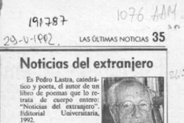 Noticias del extranjero  [artículo] Hugo Montes.