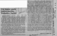 Un honor para poeta sureño Federico Tatter  [artículo] Hernán de la Carrera Cruz.