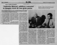 "Gabriela Mistral, pública y secreta" la imagen total de un gran poeta  [artículo].