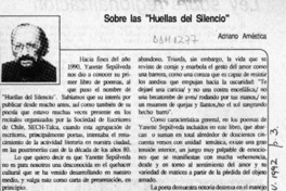 Sobre las "Huellas del silencio"  [artículo] Adriano Améstica.