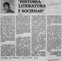 "Historia, literatura y sociedad"  [artículo] Luis E. Aguilera.
