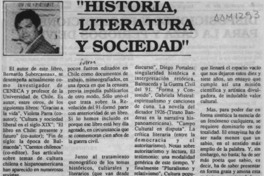 "Historia, literatura y sociedad"  [artículo] Luis E. Aguilera.