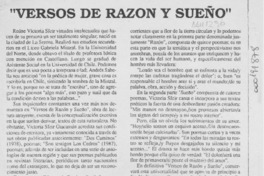 "Versos de razón y sueño"  [artículo] Luis E. Aguilera.