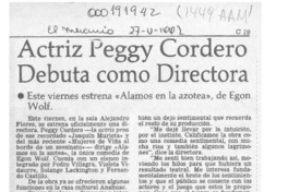 Actriz Peggy Cordero debuta como directora  [artículo].