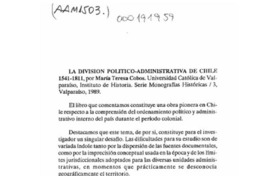 La división político-administrativa de Chile  [artículo] Luz María Méndez Beltrán.