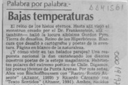 Bajas temperaturas  [artículo] Marcelo Novoa.