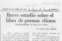 Breve estudio sobre el libro de poemas chinos  [artículo] Laura Rosa Urbina.