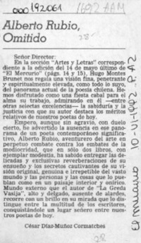 Alberto Rubio, omitido  [artículo] César Díaz-Muñoz Cormatches.