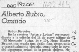 Alberto Rubio, omitido  [artículo] César Díaz-Muñoz Cormatches.