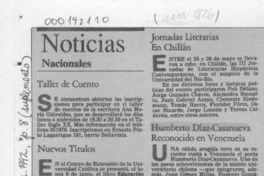 Humberto Díaz-Casanueva reconocido en Venezuela  [artículo].