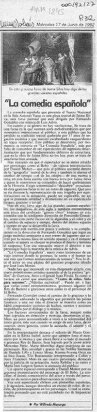"La comedia española"  [artículo] Wilfredo Mayorga.