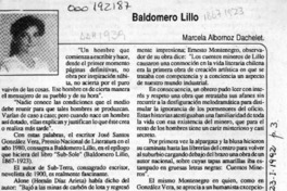 Baldomero Lillo  [artículo] Marcela Albornoz Dachelet.