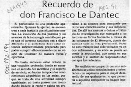 Recuerdo de don Francisco Le Dantec  [artículo].