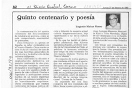 Quinto centenario y poesía  [artículo] Eugenio Matus Romo.