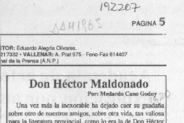 Don Héctor Maldonado  [artículo] Medardo Cano Godoy.