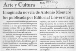Imaginada novela de Antonio Montero fue publicada por Editorial Universitaria  [artículo].