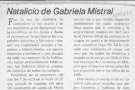 Natalicio de Gabriela Mistral  [artículo] S.