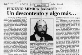 Eugenio Mimica Barassi, un descontento y algo más --  [artículo].