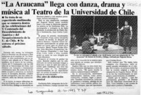 "La Araucana" llega con danza, drama y música al Teatro de la Universidad de Chile  [artículo].