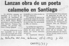 Lanzan obra de un poeta calameño en Santiago  [artículo].