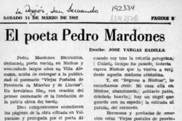 El poeta Pedro Mardones  [artículo] José Vargas Badilla.