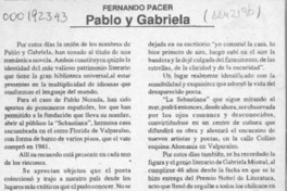 Pablo y Gabriela  [artículo] Fernando Pacer.