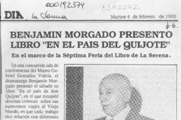 Benjamín Morgado presentó libro "en el país del Quijote"  [artículo].
