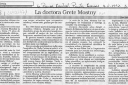 La doctora Grete Mostny  [artículo] Luis Godoy Gómez.